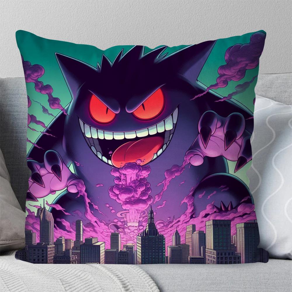 1pc Cartoon Anime G-Gengar P-Pokemon Pillow CaseSquarePillowBedroomSofaLeisureComfortCushionCarLivingRoom Home Decoration 40X40