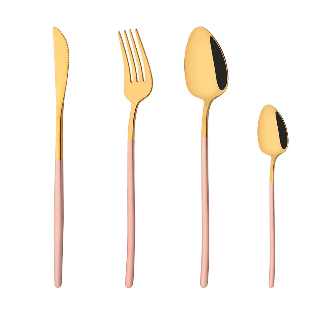 4Pcs Cutlery Set Black Gold Dinnerware Stainless Steel Silverware Knife Fork Spoon Tableware Flatware Set Kitchen Accessories