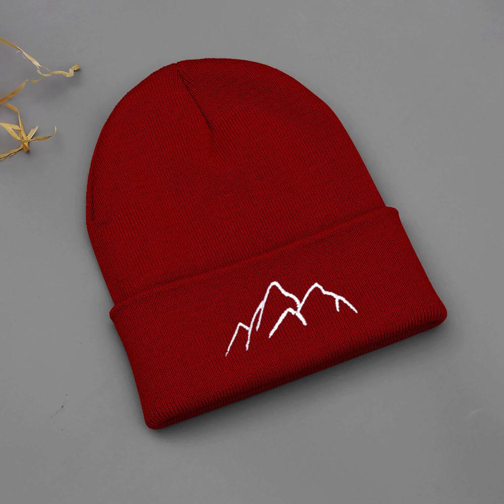 Winter Beanie Hats for Men Women Mountain Style Knit Cuffed Beanie Skull Cap Outdoor Daily Wear