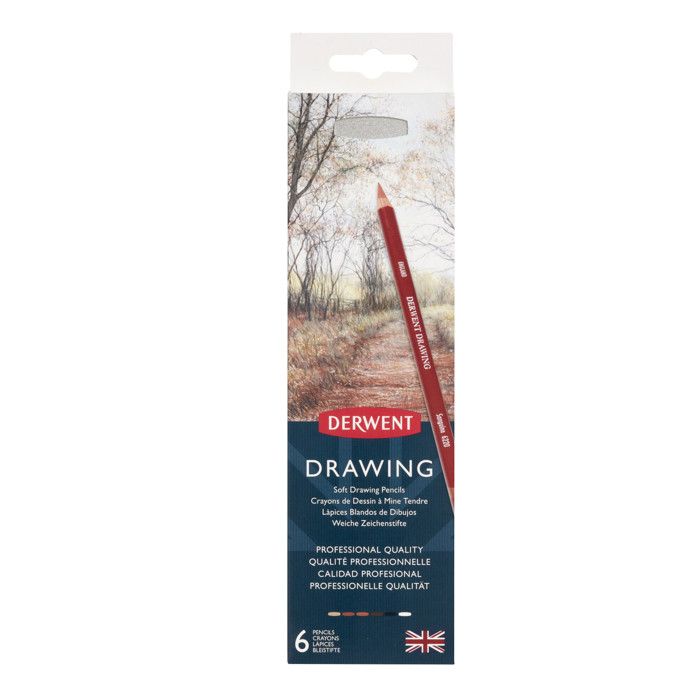 Crayons à dessin - DERWENT - 0701089 - Multicolore - Lot de 6 - Bois
