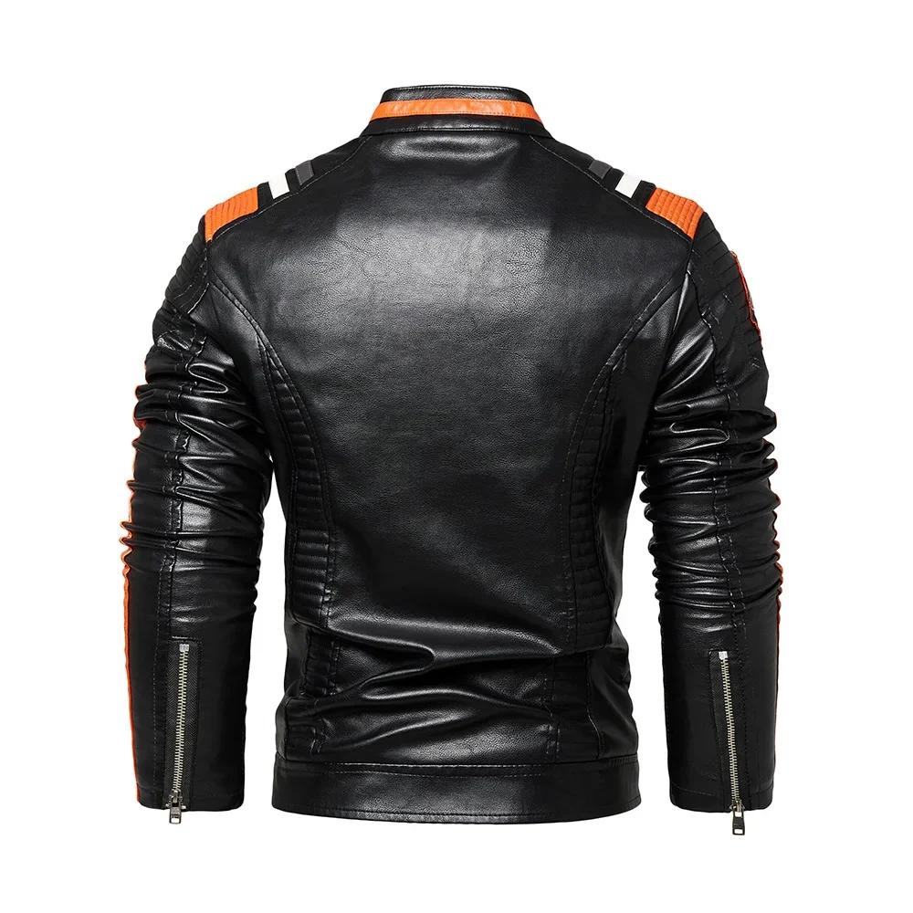 Menn mote skinnjakke menn høst motorsykkel slim fleece jakke herre vår utendørs uformelle motorsykkel PU skinnjakke