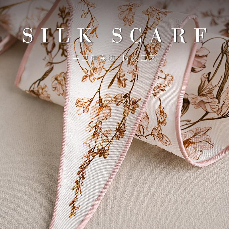 Retro mulberry silk scarf fashion temperament silk twill rhombus scarf spring new neck accessories silk scarf