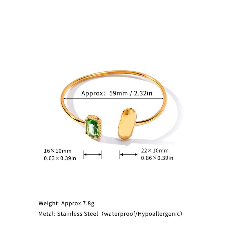 SA Jewelry 18K Gold Colored Zircon Open Bracelet for Women Non Fading Stainless Steel Gold Bangle Bangles Set