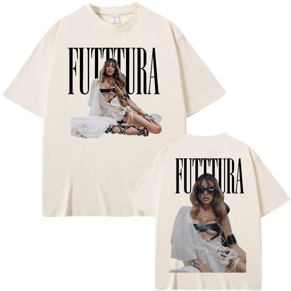 

Графическая футболка из будущего альбомного тура Тини Стоессель: Модная хип-хоп летняя футболка с принтом 2025 года, 100% чистый хлопок, свободного кроя, повседневная 4XL