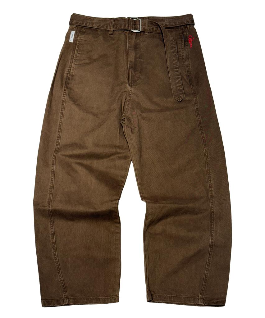 STIGMA Washed Belt Curved Pants Brown