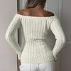 Women's Fashion Off-the-shoulder Solid Color Long-sleeved Sweater