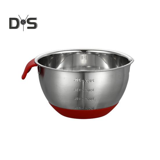 Stainless Steel Salad Bowl with Scale Mark Polished Surface BPA Free Easy To Clean Dishwasher Safe Multifunctional Mixing Bowl