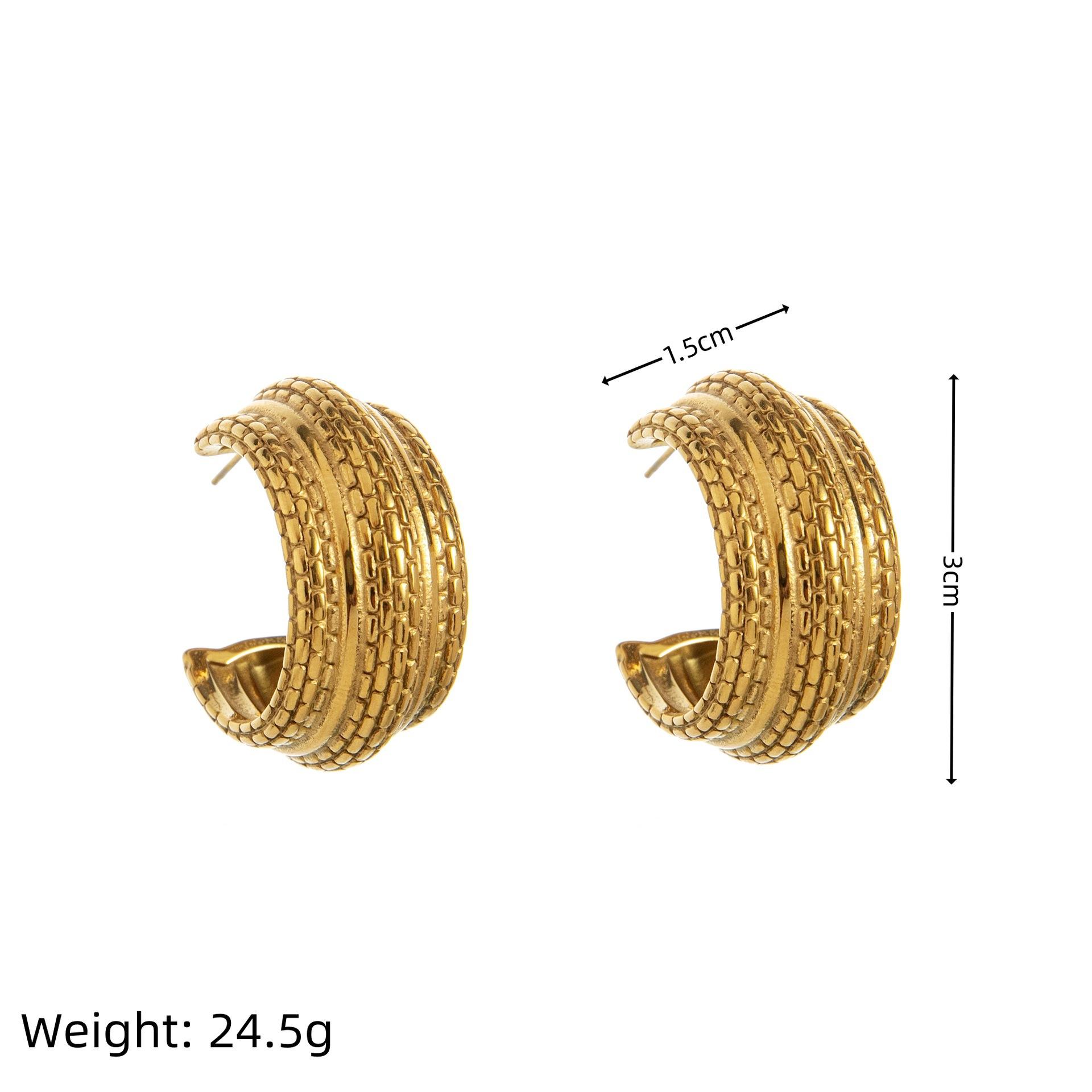 

Geometric Irregular Stud Earrings Design Sense Popular Gold Steel Color Electroplating 18K Gold Color Retention
