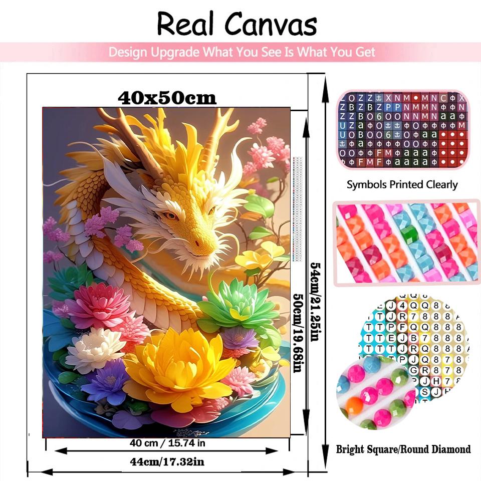 Diamond Art Painting Newly Arrived Chinese Loong Flower Diy 5d All Mosaic Jewelry CrossStitch Embroidery Set Home Decoration