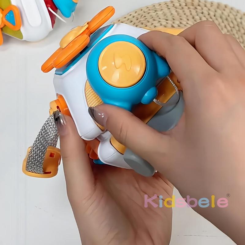 Busy Cube Tactile Toddler Toys Activities Baby Plaything 0-3 Year Old Airplane Plane Car Travel Activities Early Education Fidgeting Present