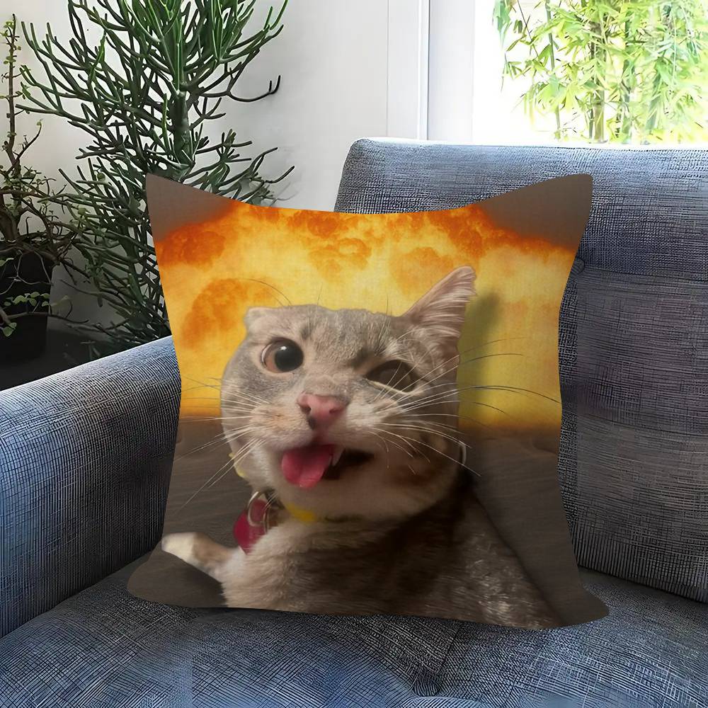 Cat Emoji Fun Art Pillow Covers Cartoon Sofa Decorative Home Doublesided Printing Short Plush Cute Cushion Cover