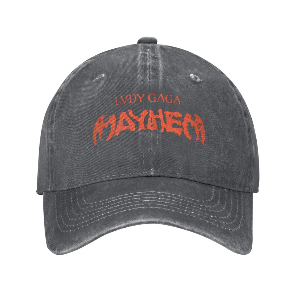 Gaga Mayhem Baseball Cap Sun Tour Album Outdoor Sport Sunscreen Washed Trucker Hat Couple Women Trendy Print Baseball Caps