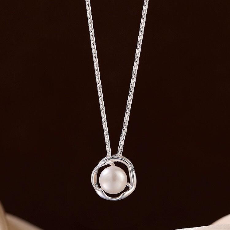 

Ожерелье из стерлингового серебра 925 пробы в французском ретро-стиле с пресноводным жемчугом: Женская геометрическая цепочка на ключицу класса люкс 925 Silver