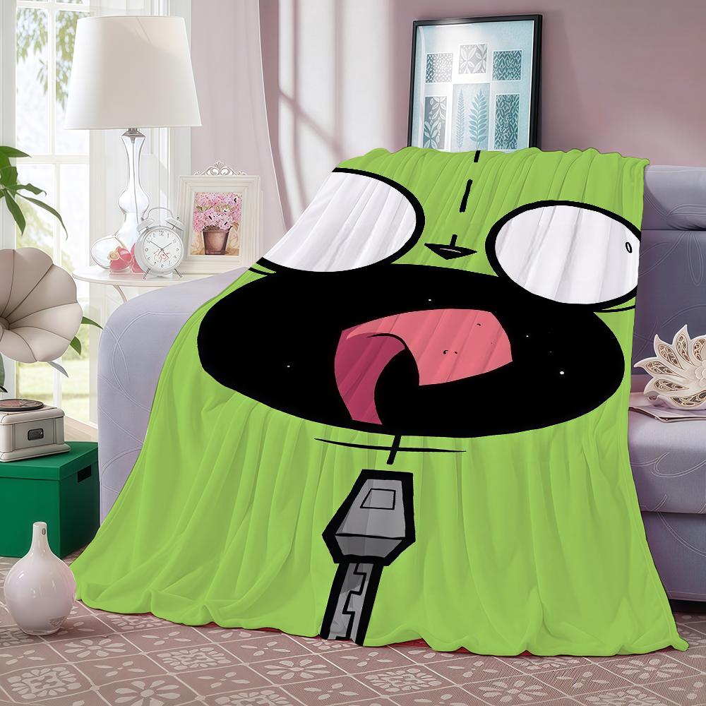 Adventure Cartoon Invader Zim Blanket For Sofa Office Bed Plane Travel Sleep Read Relax Camping Soft And Warm