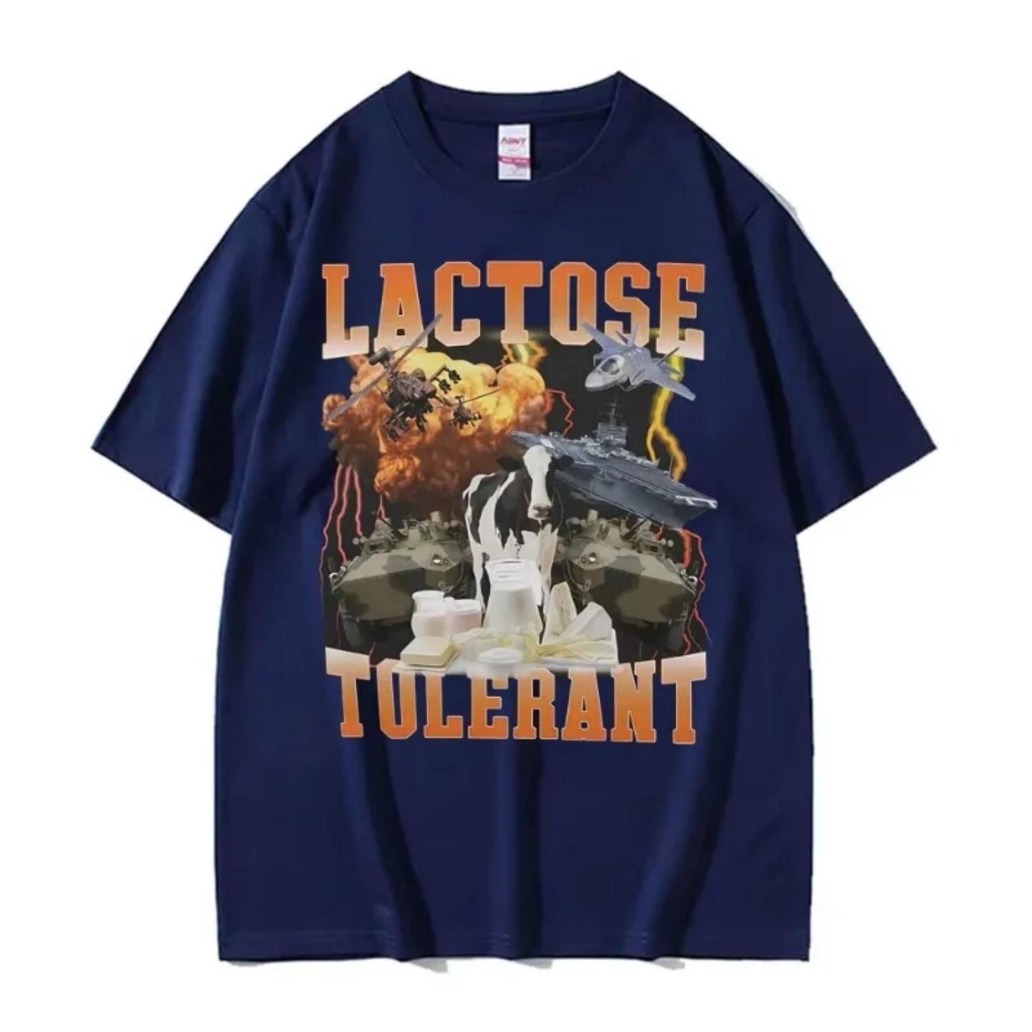 

Lactose Tolerant Funny Meme Graphic T-shirt for Men Harajuku Y2k Hip Hop Gothic T-shirts Unisex 100% Cotton Short Sleeve T Shirt S чёрный