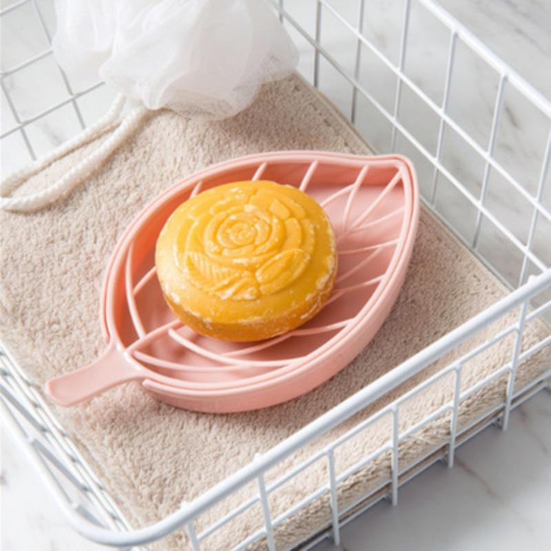 Leaf-Shaped Soap Dish 2 Layers Drain Soap Box Bathroom Dish Plate Case Home Shower Soap Holder Bathroom Acssories