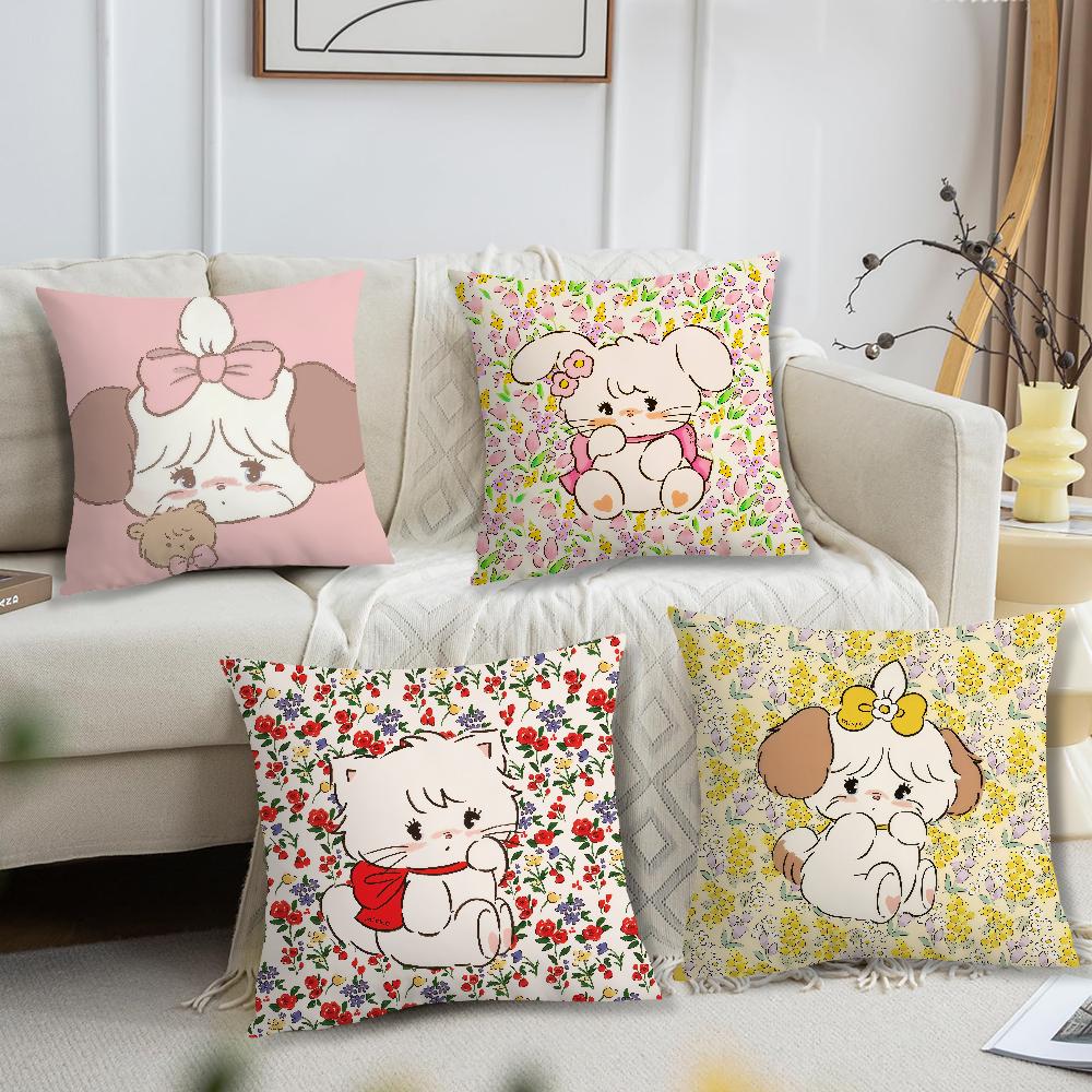 Comfortable cat soft cute m-miku Pillow Case cartoon for Sofa Living Room art Home office flower Decor Protective Covers