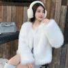 Autumn and Winter Long Sleeve Warm Fox Fur Coats Women Vintage Round Neck Elegant Plush Loose Jackets Women Solid Casual Ladies Outerwear Jacket 25519