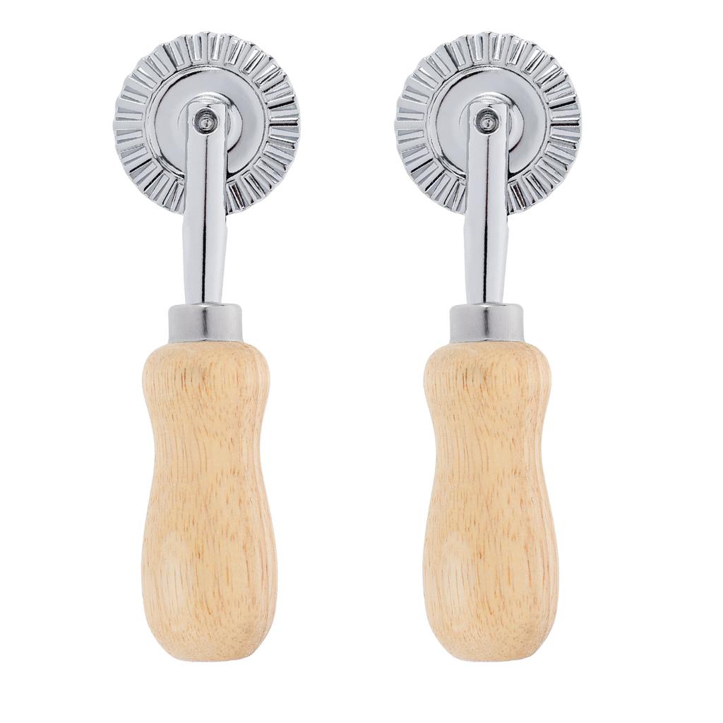 Teigradschneider Aluminiumlegierung Teigschneidrad mit ergonomischem Holzgriff Mehrzweck Teigschneidroller zum Backen