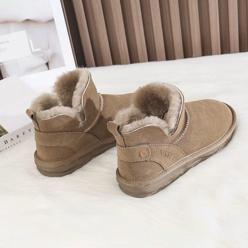 

Женские меховые ботинки с широким голенищем, зимние теплые, меховые, ботинки для снега, на подкладке, ботильоны, нескользящие, для пешего туризма, спортивные, хлопковые ботинки 40