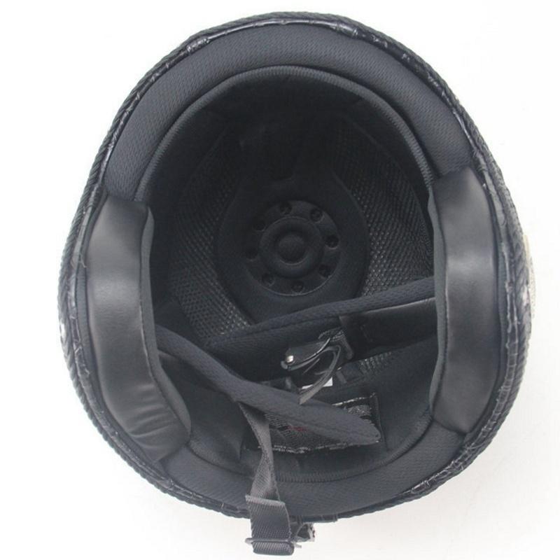 PU Leather Helmet 3/4 Motorcycle Chopper Bicycle Helmet Exposed Vintage Motorcycle Helmet & Goggles Mask Half Face Helmet