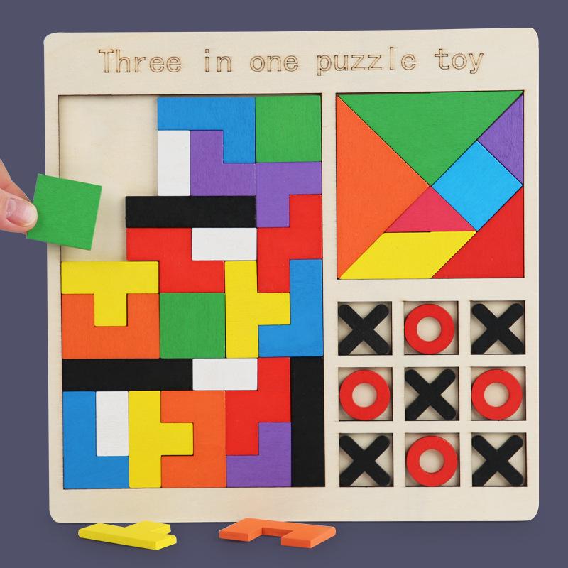 3 In 1 Montessori Wooden Puzzles Color Cognitive Sorting Mathematical Calculation Intelligence Puzzle Jigsaw Board For Kids