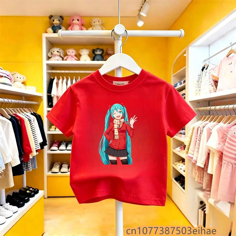 Hatsune Miku Anime Future Peripheral Collaboration Pure Cotton COS Anime Cartoon Printed Boys and Girls New Casual Tshirt