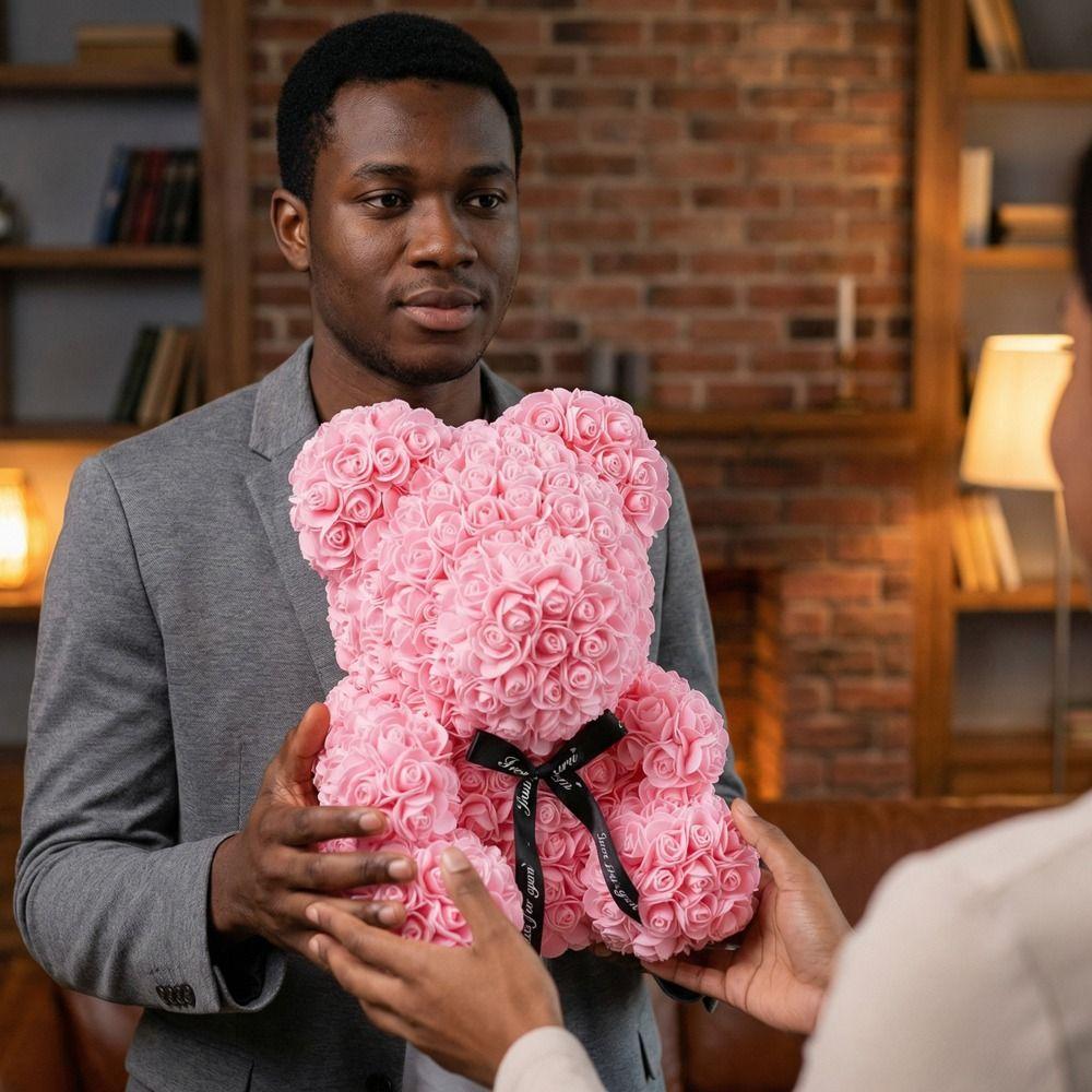 Lovers Gifts Simulated Flower Bear Sweet Valentine's Day Roses Rose Flower Bear Ornaments  Women