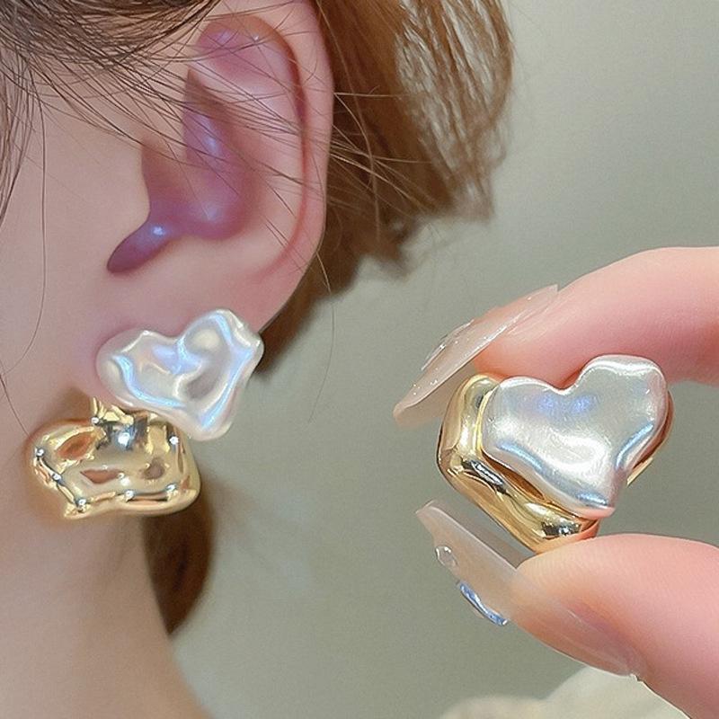 Fashion Jewelry Back With Front Metal Splicing Stud Earrings For Women Female Party Gift Accessories