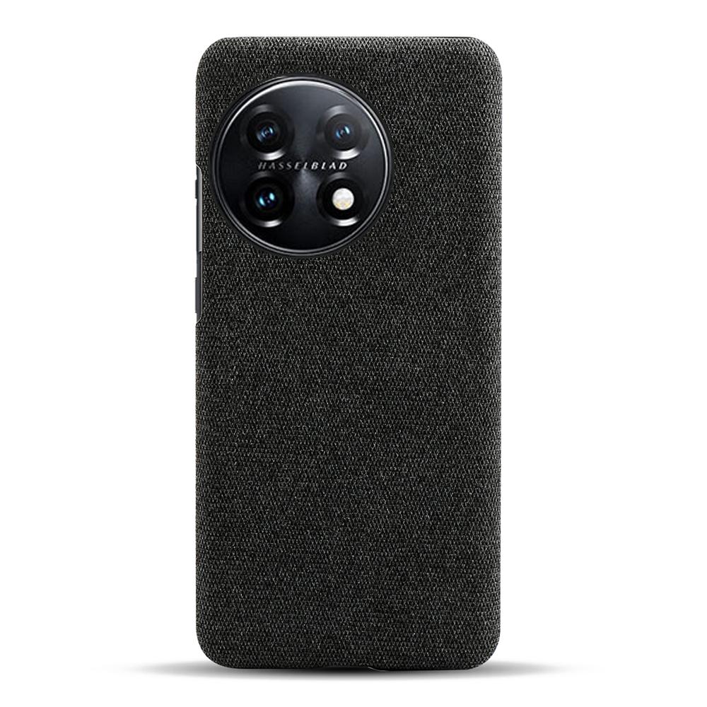 For OnePlus 11 5G Non-slip Slim Cell Phone Case Solid Color Hard PC+Cloth Shockproof Phone Cover