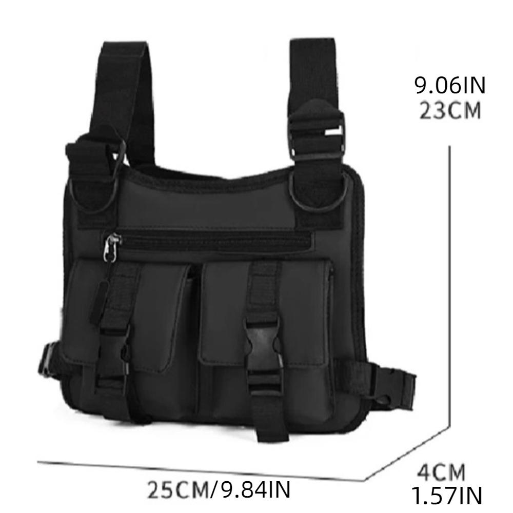 Unisex Chest Bag Multi-pockets Hip Hop Streetwear Lightweight Running Vest Backpacks  Phone Storage