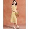 Melanie French Floral Pleated Square Neck Summer Maxi Dress