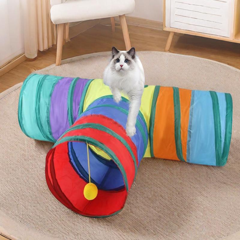 Hot Foldable Cat Tunnel Tube Interactive Fun Kitty Training Toy Boredom Buster For Puppy Kitten Pet Supplies Cat Accessory