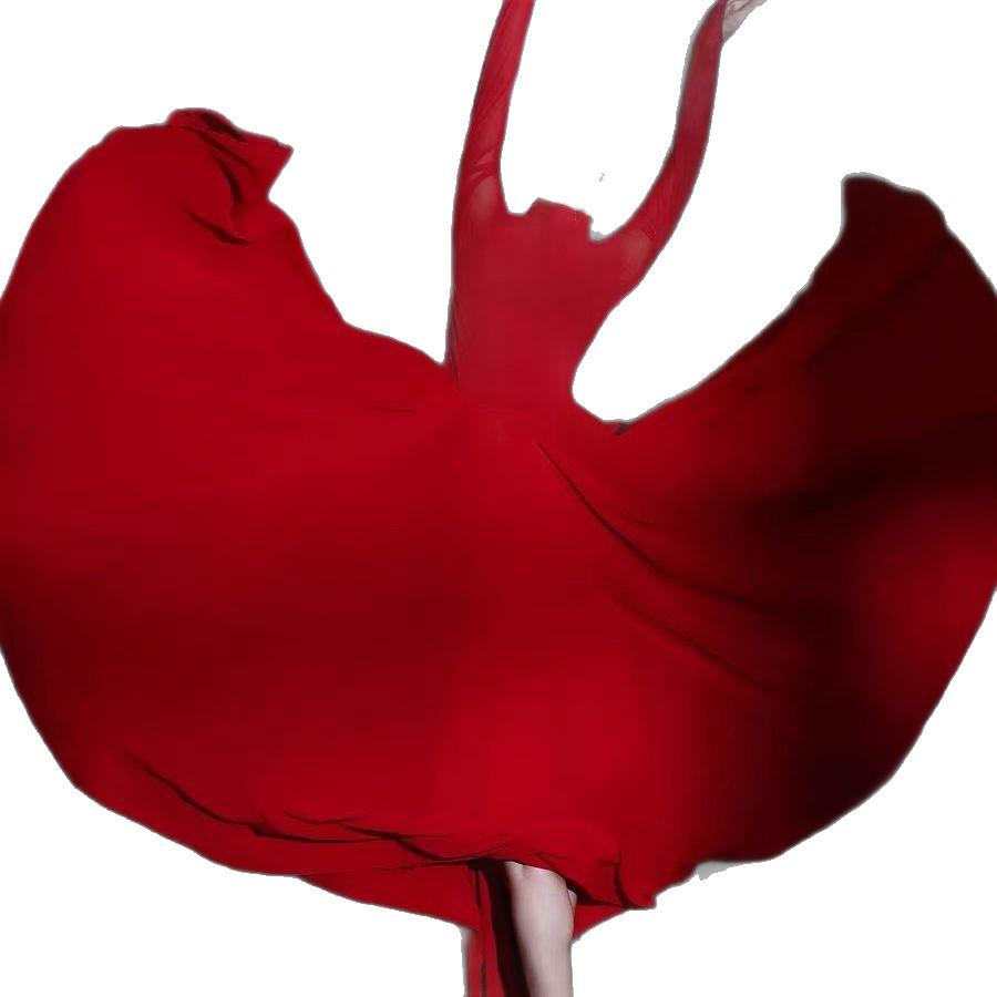 Women's Modern Dance Red Swing Skirt - 'I Love You Wanjiang' Chinese Performance Costume