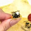 Harry Potter Resurrection Stone Open Ring - Copper Plated, 18K Gold, Color-Changing Lettering, Pyramid-Colored Gem.