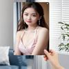 Vintage Metal Wall Art Sign - Elegant Female Face & Pastel Pink Blush - Korean Minimalist Metal Poster