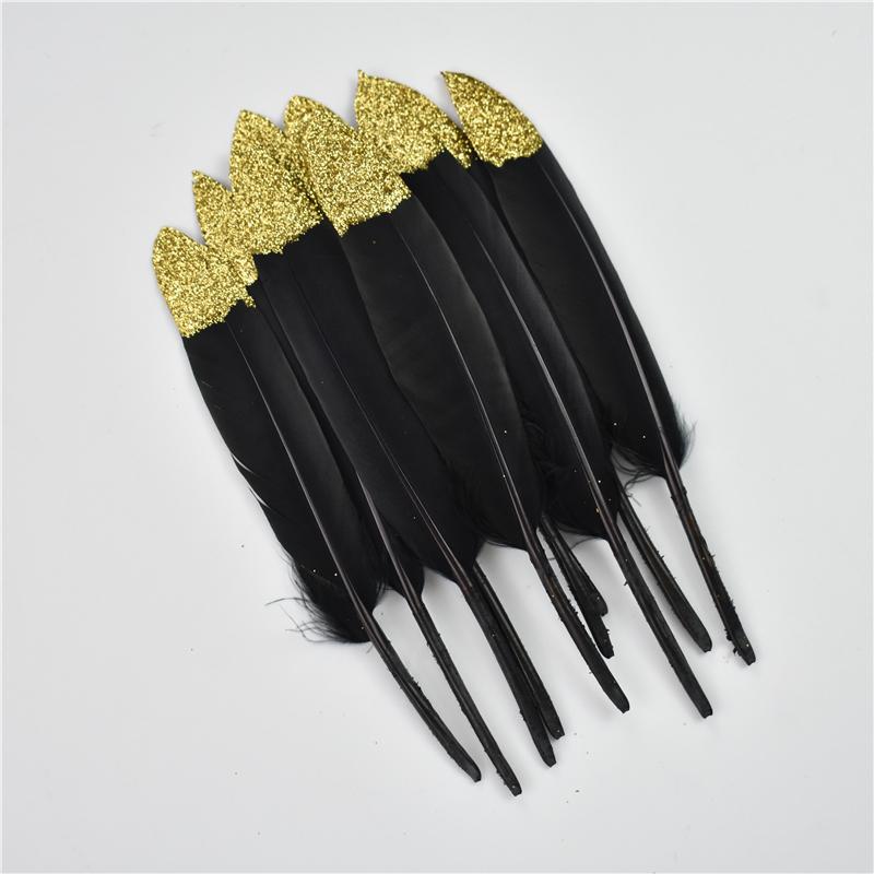10-15cm/4-6inch Golden Powder Dipped Duck Feathers for Crafts Natural Feather Handicraft Accessories Diy Decoration