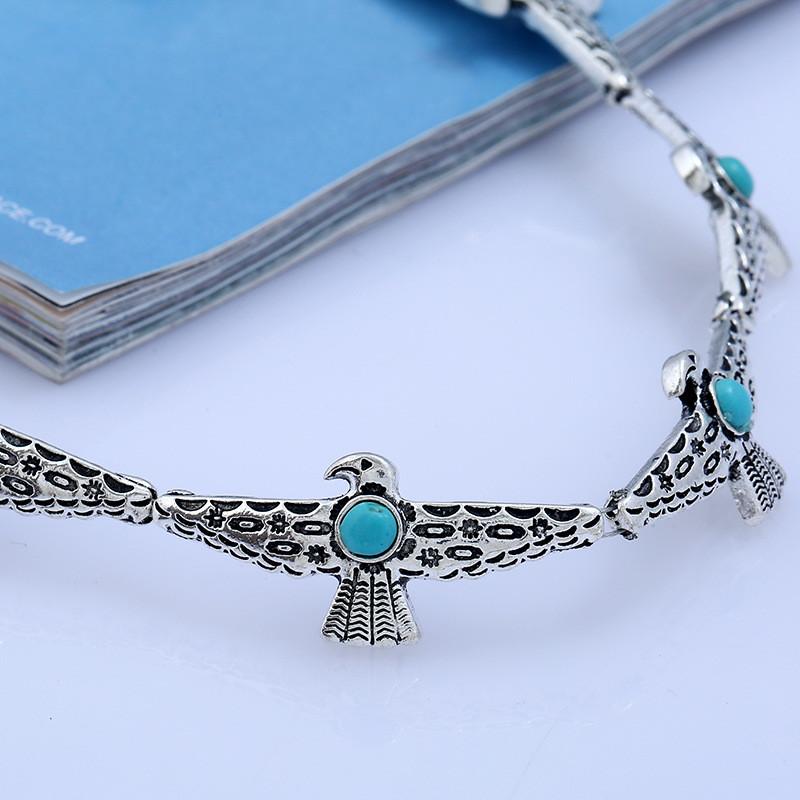 Vintage Alloy Collar With Bird Design Artificial Turquoise Decor For Women Gift
