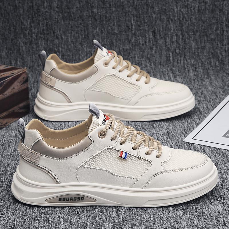 Men's shoes 2025 new explosion summer breathable deodorant mesh hollow mesh small white board shoes men's sports and leisure network