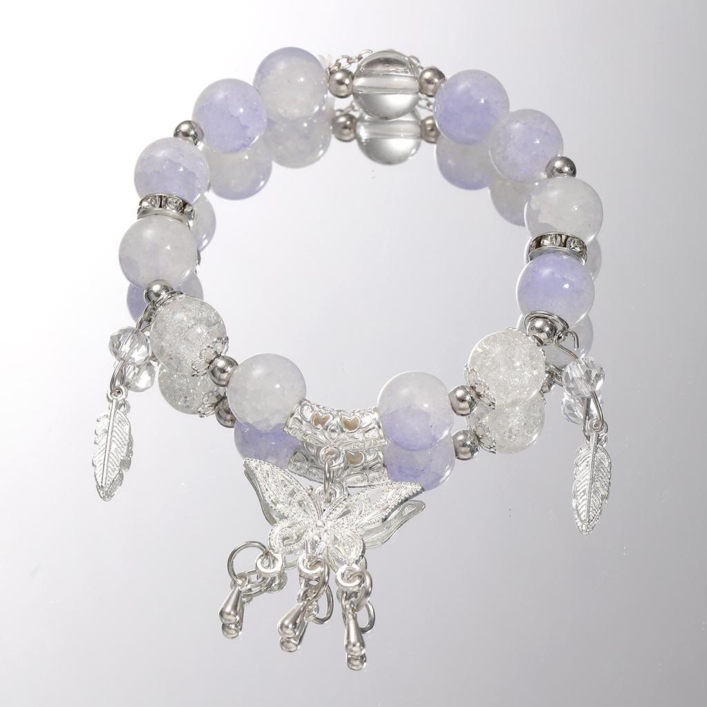 Fashion Design Star Chain Tassel Bracelet for Women Fantasy Blue Crystal Beads Elastic Rope Bracelet Best Friend Jewelry Gifts