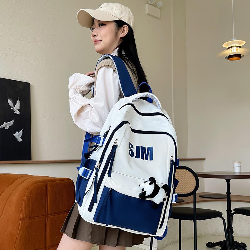 Backpack for College Students, Fashionable Color-blocking Backpack with Large Capacity