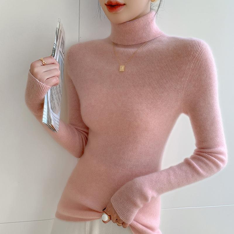 Women's Slim-fit High-neck Cashmere Pullover Sweater - Autumn/Winter Stylish, Tight-knit Base Layer