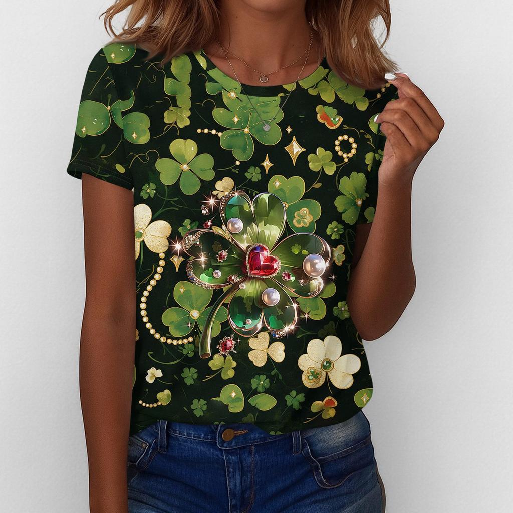 Women's T Shirt Tee Print Short Sleeve Daily Weekend Fashion Basic Regular Top  St. Patrick's Day