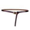 Genuine Leather Narrow Belt For Dresses With Silver Alloy Clasp For Office Outfits