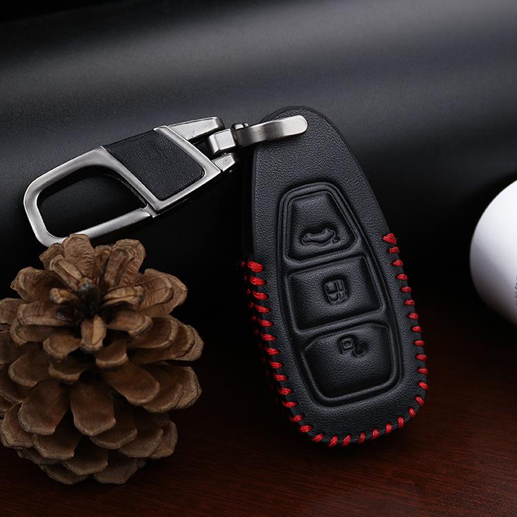 Genuine Leather Smart Key Case for Ford Ecosport & New Mondeo
