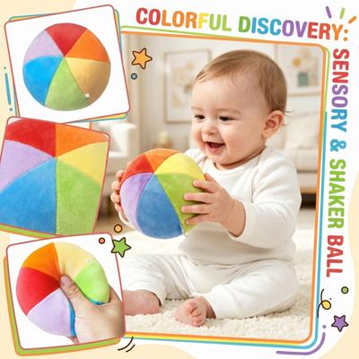 Ballehochet Peluche Douce Jouet Sensoriel à Tenir par Bébé avec Clochette à l'Intérieur pour le Développement Précoce et la Coordination Œil-Main