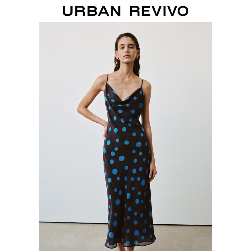 UR2026 Women s Polka Dot Cowl Neck Camisole Dress M