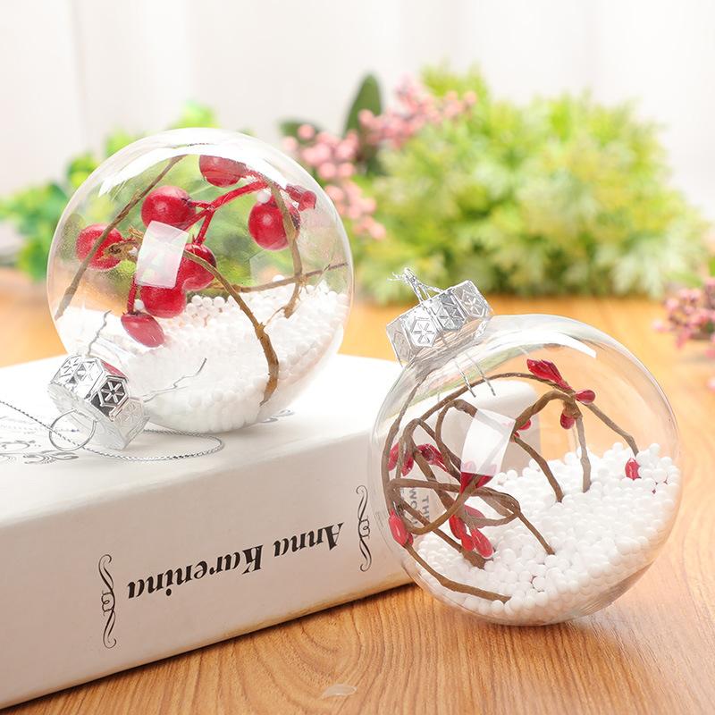 6/12Pack Transparent DIY Fillable Christmas Ornaments, 6cm Craft Plastic Balls, Festive Tree Decorations, Electric Holiday Decor