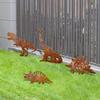 4Pcs Metal Rust Dinosaur Garden Stake Outdoor Garden Decor Ornament For Yard & Lawn Perfect Gift For Dinosaur Enthusiasts