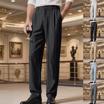 Pantalons Rayés Formels pour Hommes Pantalons de Bureau Décontractés Multiples Couleurs